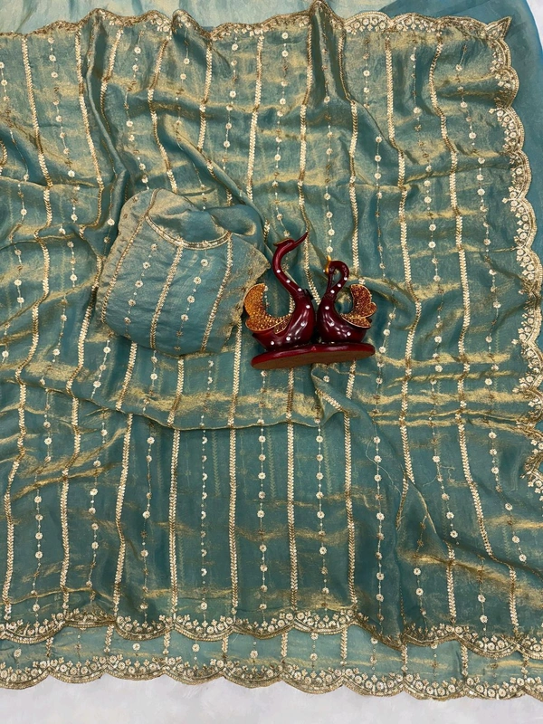 W06101 Embroidery And Sequence Work Trending space silk saree ❣️
- Sea Blue