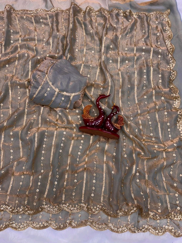 W06101 Embroidery And Sequence Work Trending space silk saree ❣️
- Gray