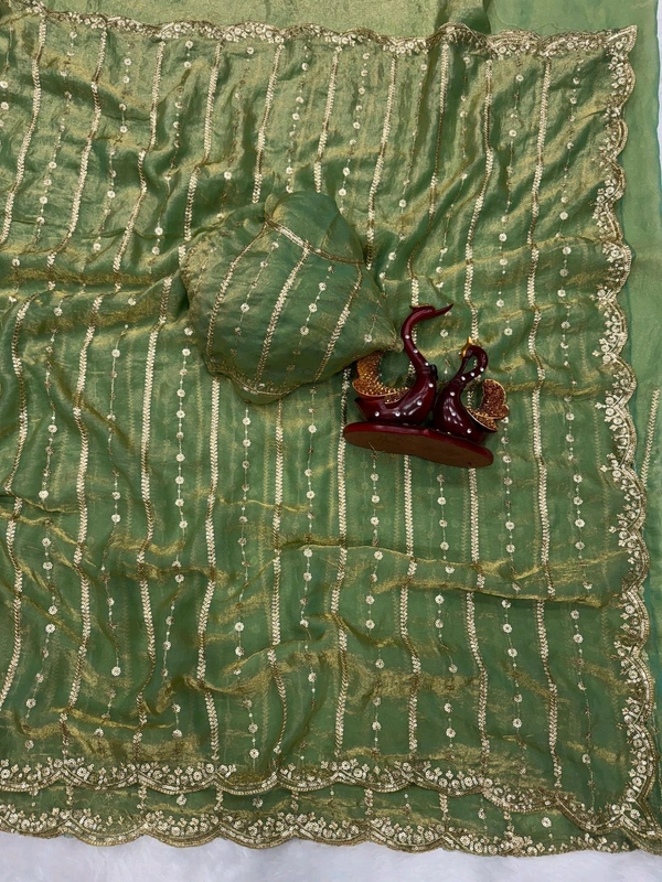 W06101 Embroidery And Sequence Work Trending space silk saree ❣️
- Green