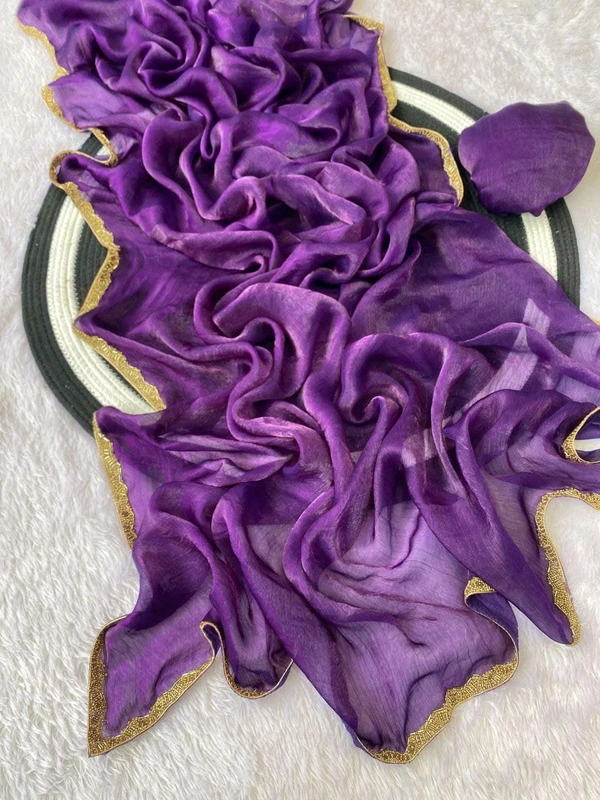 W29001 special simmri Golden lovers limited edition saree fendy chiffon two tone saree - Purple