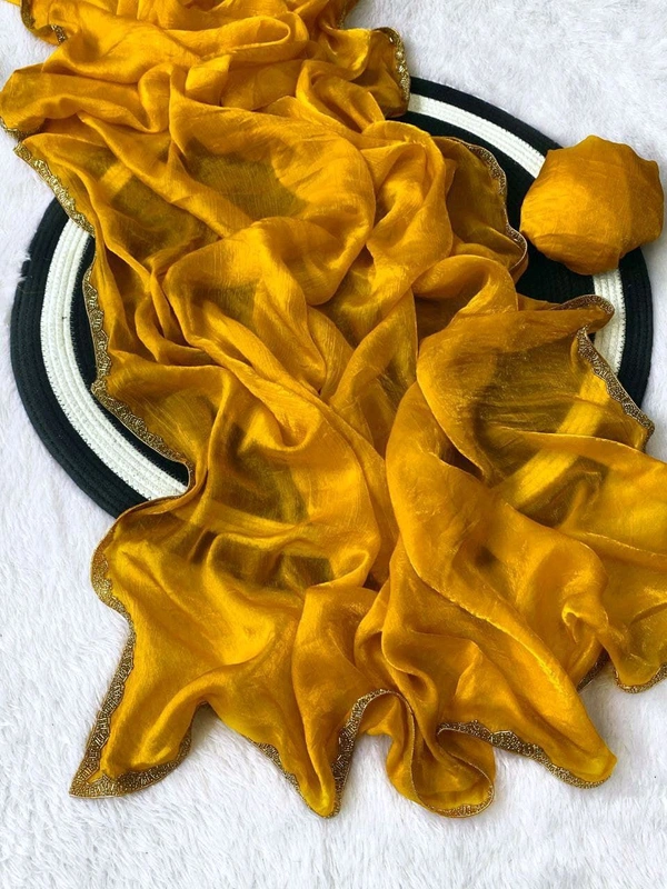 W29001 special simmri Golden lovers limited edition saree fendy chiffon two tone saree - Web Orange