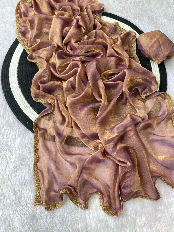 W29001 special simmri Golden lovers limited edition saree fendy chiffon two tone saree - Lavender Rose