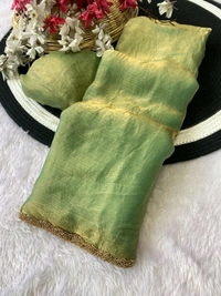 W29001 special simmri Golden lovers limited edition saree fendy chiffon two tone saree - Green