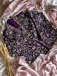 W25074 Blazer style blouse *1 Min Saree* Ready To Wear Metallic glosssy satin saree with coding sequence, Embroidery & pearl work on border as shown