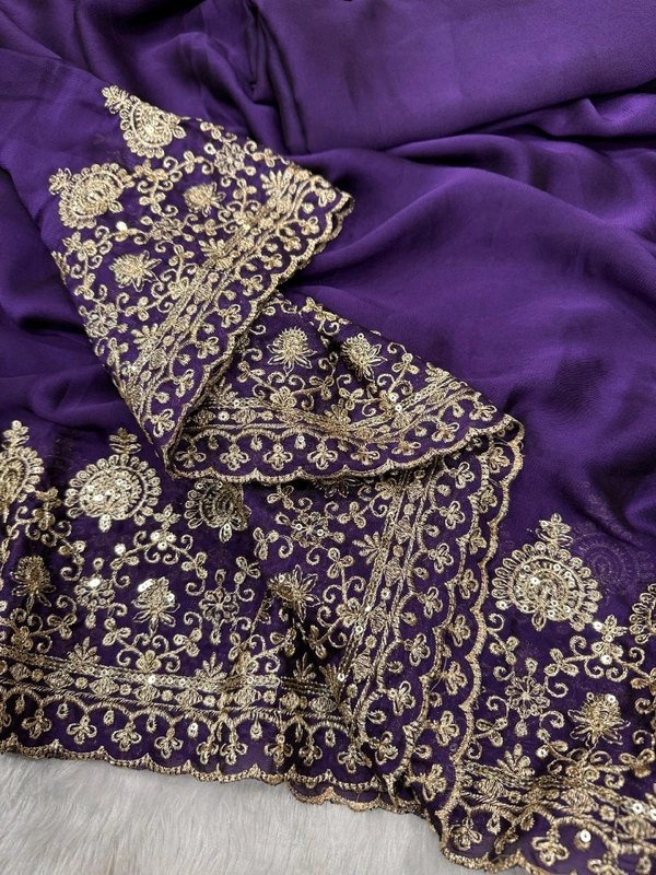 Bollywood style designer saree with embroidery work