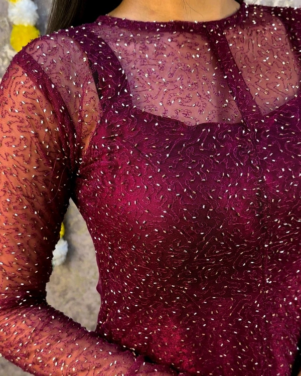 W94003 Galaxy 2 piece
Launch a shining inner with a beautifully beaded outer coat - S -36, Wine