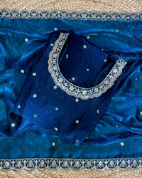 W27322 Bakrid special Rich sequence embroidery Gown + Dupata - L-40, Teal blue