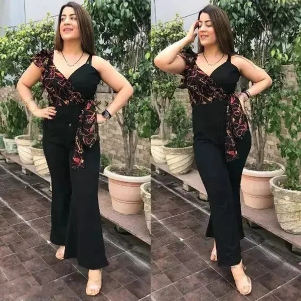 One Shoulder , Frill ,Side Knot Jumpsuit - M