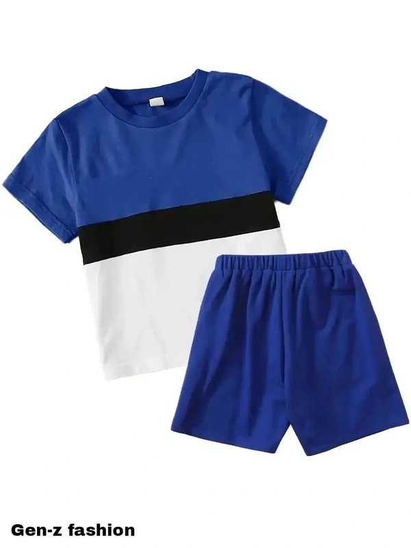 PRIMIUM Cotton Tshirt And Half Pant by Gen-z Era - Dark Blue, 0-6 mon