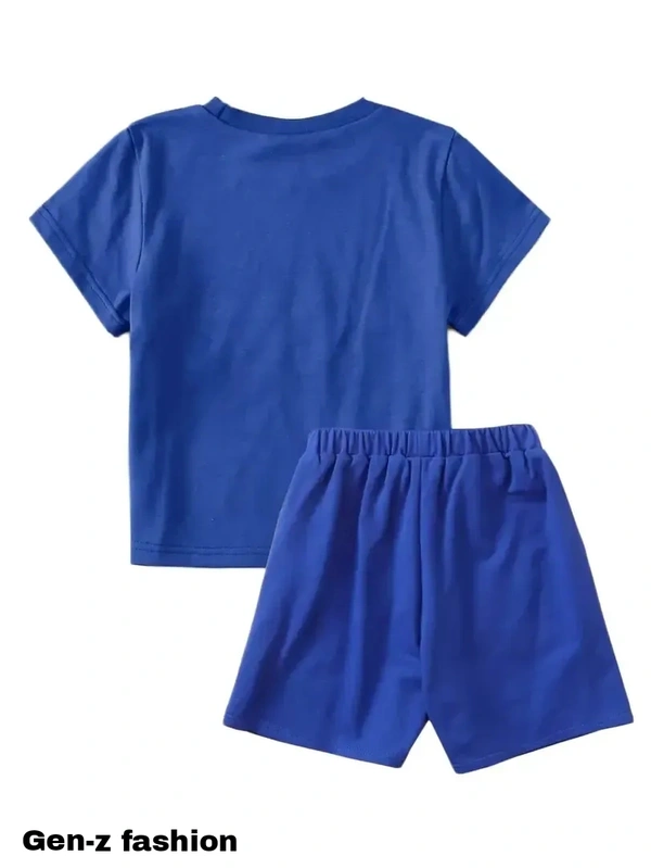 PRIMIUM Cotton Tshirt And Half Pant by Gen-z Era - Dark Blue, 0-6 mon
