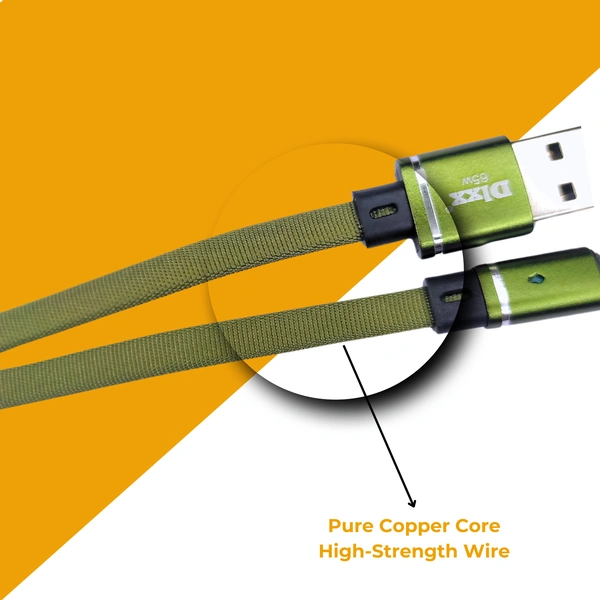 DLXX 65W Fast Charging 1m Braided Micro USB Quick Charging Data Cable for Smartphones, Tablets & Other Micro USB Devices, Pure Copper Core, Strong & Durable, DC-888, Green