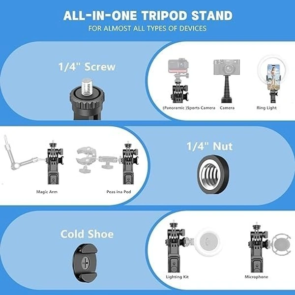 R16 Extendable Selfie Stick with Tripod Stand | 6-Section Stable Base for Vlogging, Photoshoots & Virtual Meetings