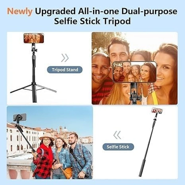 R16 Extendable Selfie Stick with Tripod Stand | 6-Section Stable Base for Vlogging, Photoshoots & Virtual Meetings