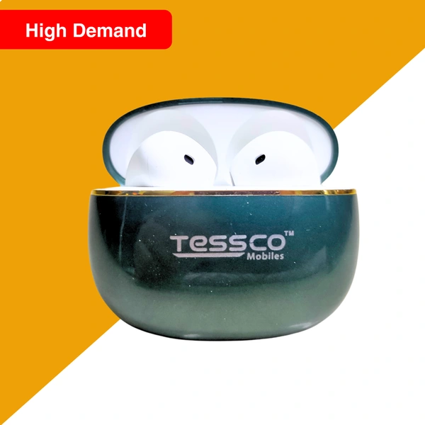 TESSCO True Wireless Earbuds IBUDS-415, Bluetooth 5.3, 10H Playback, 200H Standby, Sweat & Water Resistant, 15m Transmission, Touch Control, Compact Charging Case, 350mAh Battery Capacity, Hex Green