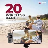 UBON GT-425 Wireless Collar Microphone | 8-Hour Playtime, 20m Range, Ultra-Clear Audio, High Sensitivity, Plug & Play, 3 in 1 Connector, Compatible with all Audio, IOS, Android devices