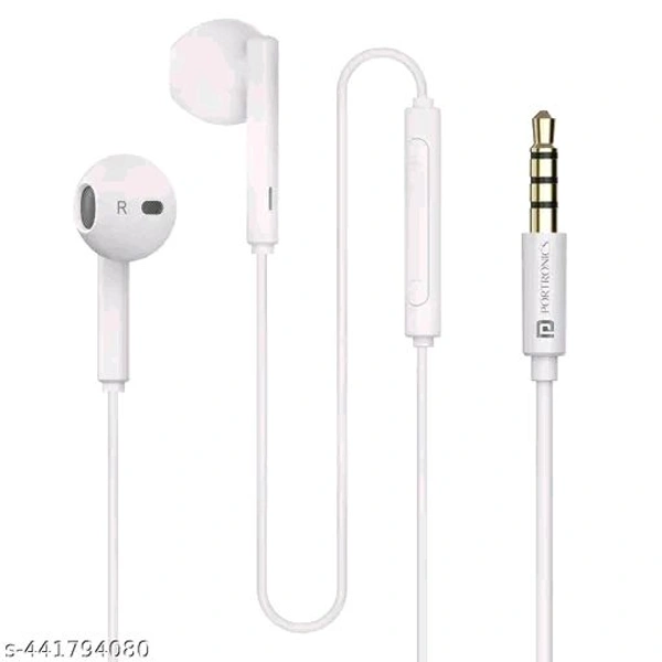 Universal 3.5mm Wired Earphones with Mic & Inline Controls – High Bass Stereo Sound, Gold Plated Jack, White