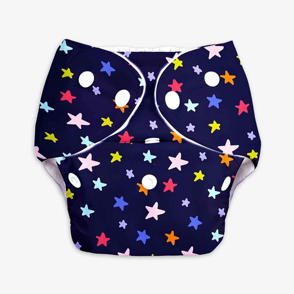 Little Kovai Leak-Proof Reusable Premium Cloth Diaper - Star (Incl. Ultra-soft 5 layer insert) - Free Size (3M - 2Y)