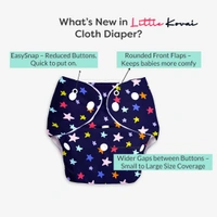 Little Kovai Leak-Proof Reusable Premium Cloth Diaper - Star (Incl. Ultra-soft 5 layer insert) - Free Size (3M - 2Y)
