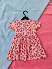 Max Girls Floral Printed Frocks - Pink - 6 - 12 M