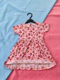 Max Girls Floral Printed Frocks - Pink - 6 - 12 M