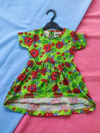 Max Girls Floral Printed Frocks - Parrot Green - 0 - 3 M
