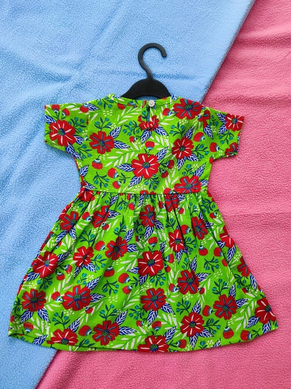 Max Girls Floral Printed Frocks - Parrot Green - 0 - 3 M