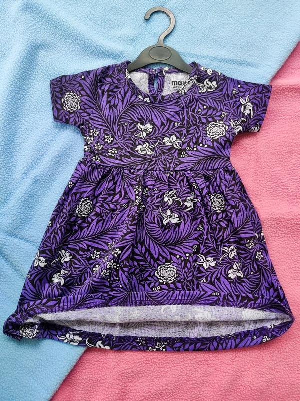Max Girls Floral Printed Frocks - Violet - 0 - 3 M