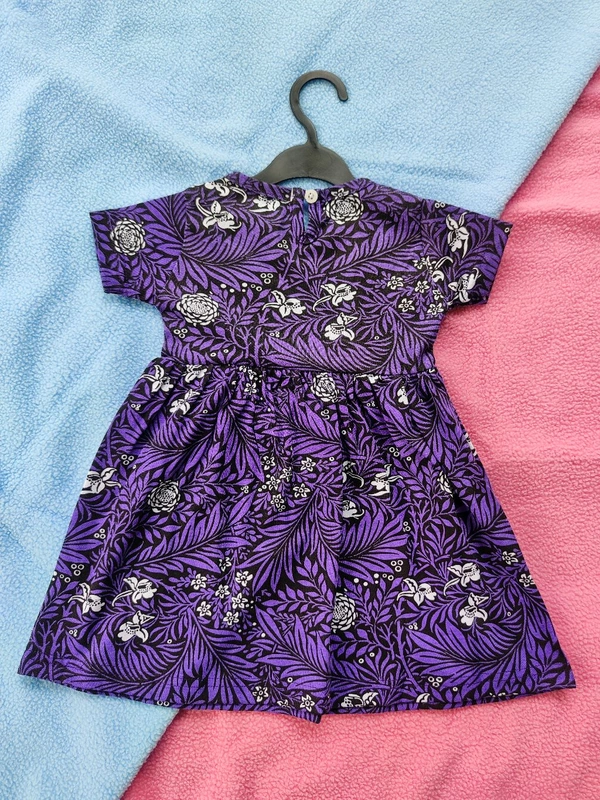 Max Girls Floral Printed Frocks - Violet - 0 - 3 M