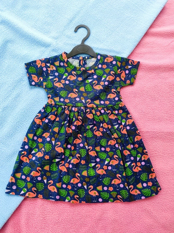 Max Girls Floral Printed Frocks - Navy Blue - 18 - 24 M
