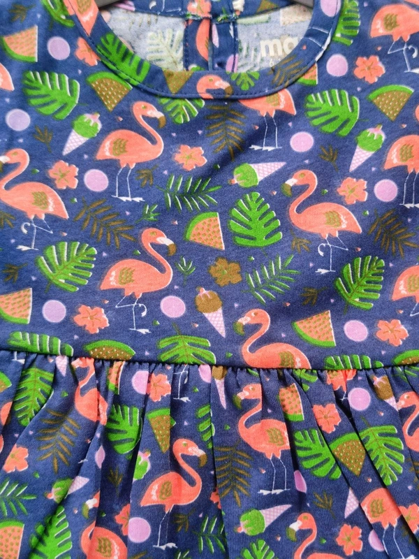 Max Girls Floral Printed Frocks - Navy Blue - 18 - 24 M