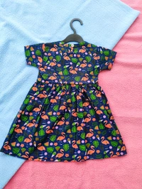 Max Girls Floral Printed Frocks - Navy Blue - 18 - 24 M