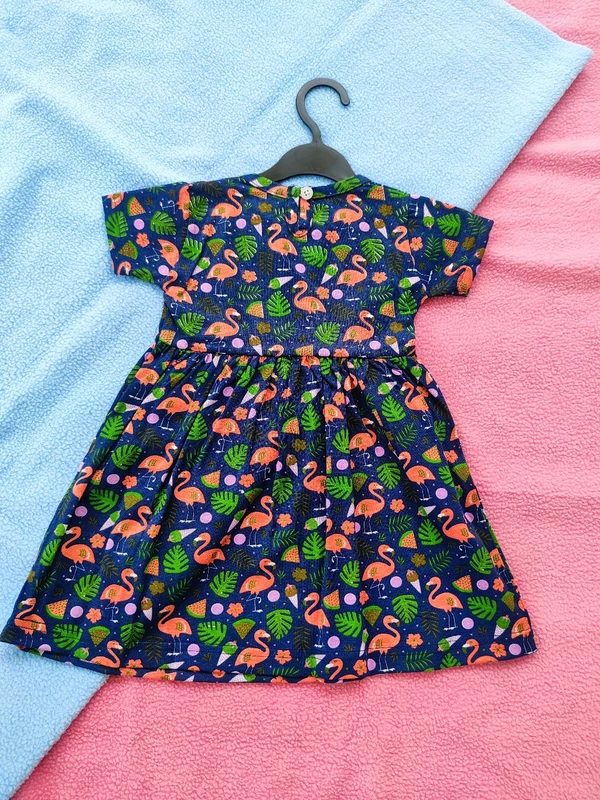 Max Girls Floral Printed Frocks - Navy Blue - 18 - 24 M