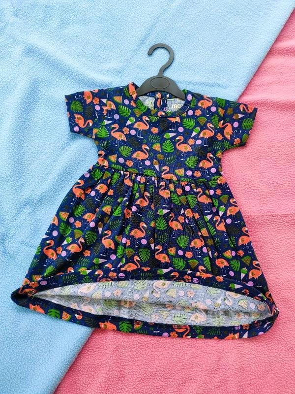 Max Girls Floral Printed Frocks - Navy Blue - 18 - 24 M