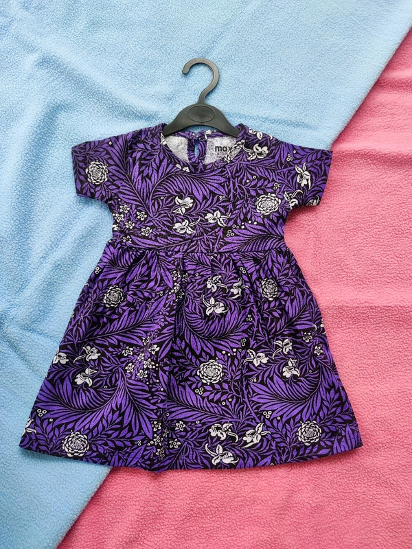 Max Girls Floral Printed Frocks - Violet - 3 - 6 M