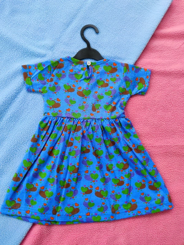 Max Girls Floral Printed Frocks - Blue Heart - 18 - 24 M