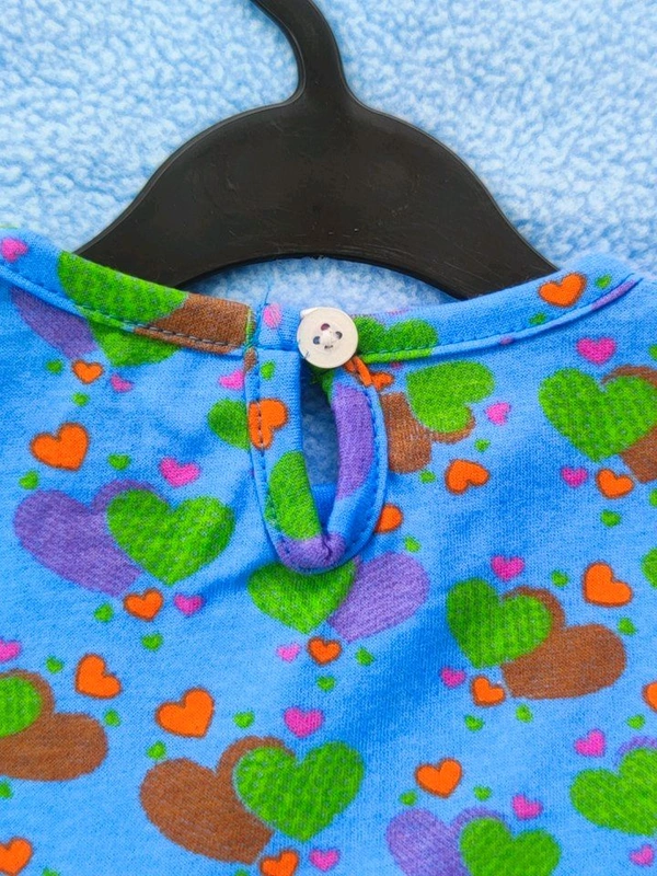 Max Girls Floral Printed Frocks - Blue Heart - 18 - 24 M