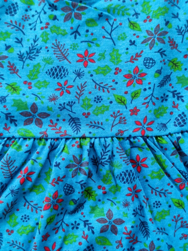 Max Girls Floral Printed Frocks - Blue Flower - 6 - 12 M