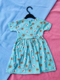 Max Girls Floral Printed Frocks - Teddy Blue - 6 - 12 M