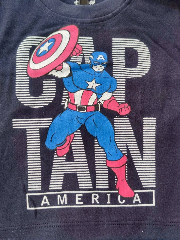 Disney Classics Premium Boy's Cotton Half Sleeves T-Shirt and Shorts Set - Dark Blue Captain - 6 Months