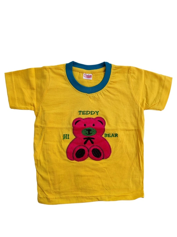 Marvel Hosiery Cotton Teddy Bear Design Tshirt for Boys & Girls - Yellow - 3Y