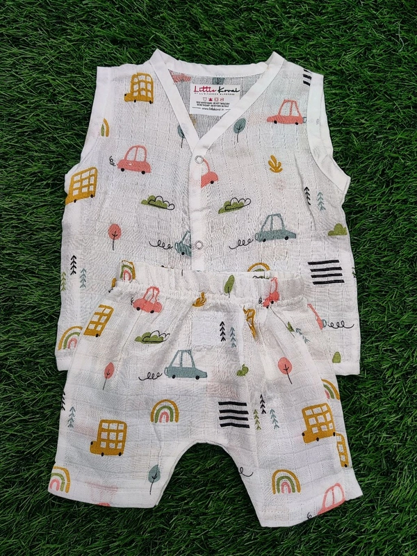 Bamboo Muslin Jabla and Shorts for Babies and Toddlers - Bus