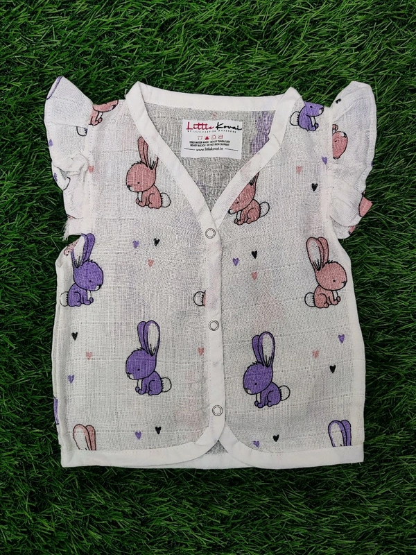 Premium Muslin Jabla for Girls with frills (Pack of 2), Multicolor