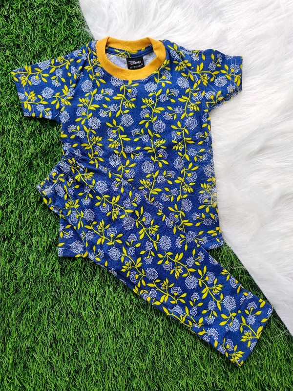 Disney Half Sleeve Pyjama set (Night dress) for Boys & Girls - Flower (Navy Blue) - 18M - 24M