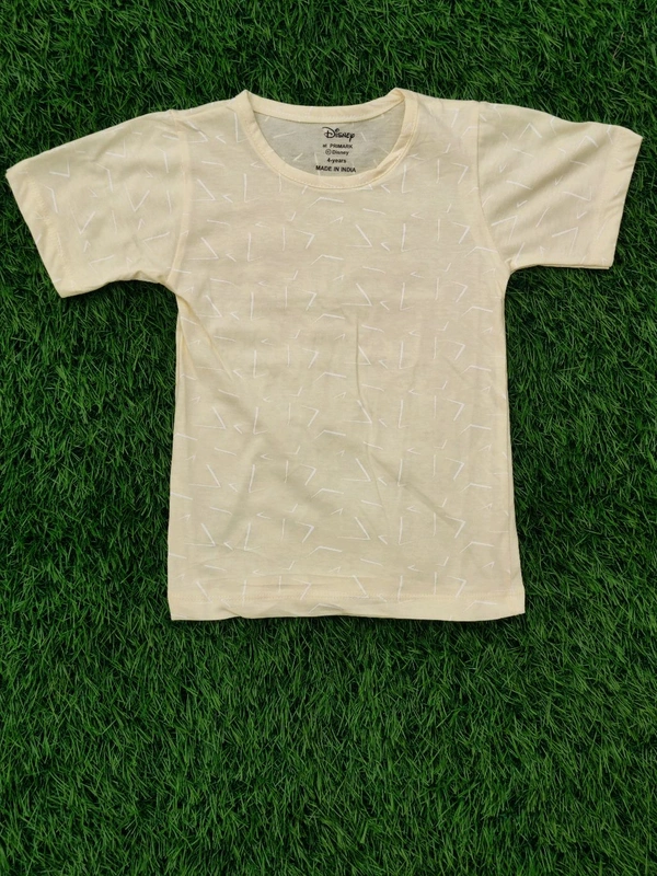 Disney Half Sleeve Pyjama set (Co-ord set) for Boys & Girls - Lined Light Yellow - 6 Year