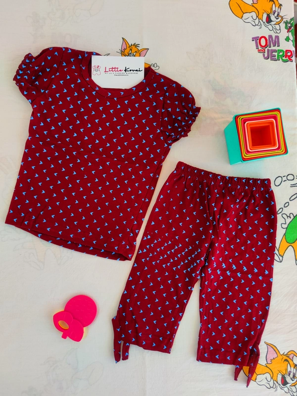 Baby Girl Cotton Tshirt Pant Combo Sets - Deep Coffee