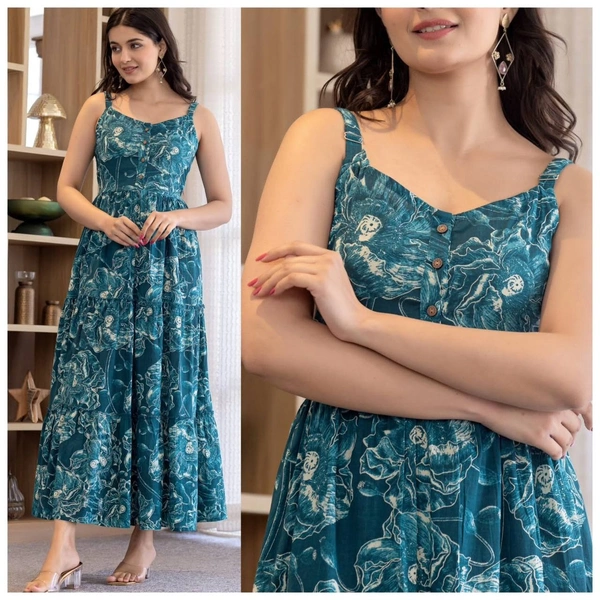 Cotton sleeveless Ruffle Maxi Dress