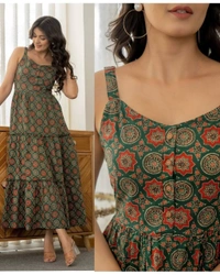 Cotton sleeveless Ruffle Maxi Dress