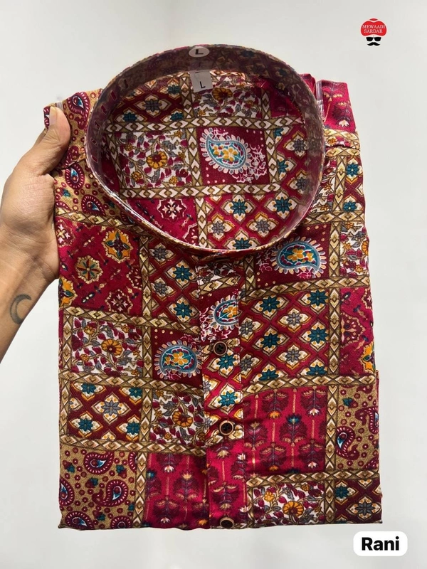 Men's Foil Printed Kurta for Rich Look - 4 Sizes, 5 Colors - Blue