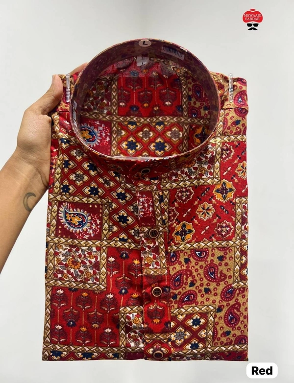 Men's Foil Printed Kurta for Rich Look - 4 Sizes, 5 Colors - Blue