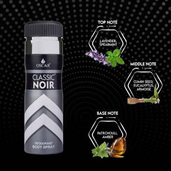 OSCAR Pure Music + Classic Noir Deo 200 ml (2 Pc) Deodorant Spray - For Men & Women (200 ml, Pack of 2)
